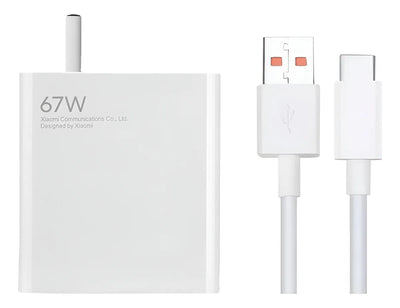 Cargador Celular Tipo C 67w Cable Carga Rápida Usb Teléfono Blanco
