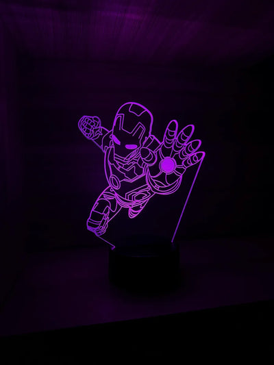 Lámpara De Noche Led Iron Man Holograma Regalo Decoración Negra