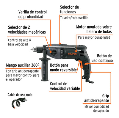 Taladro Percutor 1/2 Industrial 900w Truper