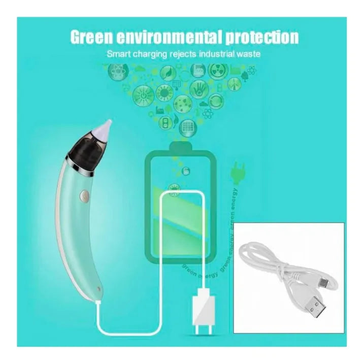 Aspirador Limpieza Nasal Para Bebe Niño Eléctrico Automatico Verde Claro