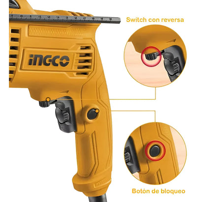 Ingco UID6808 taladro percutor 1/2 110/V120V60HZ 680W 0-3000RPM color amarillo.
