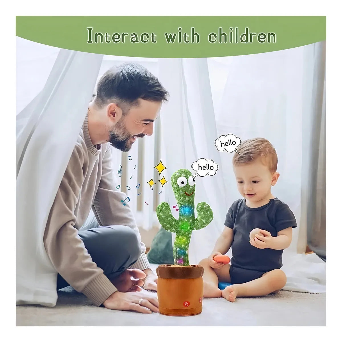 Cactus Bailarín Musical Repite Voz Recargable Interactivo