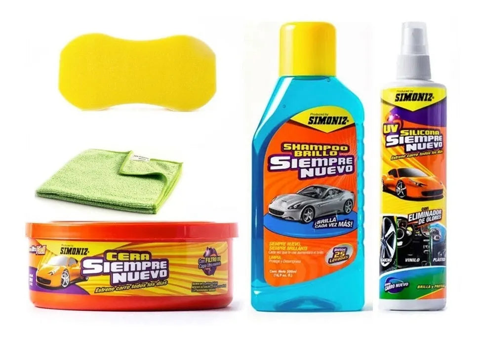 Kit 5 Productos Simoniz Limpieza Brillo Uv Carro Vehículo