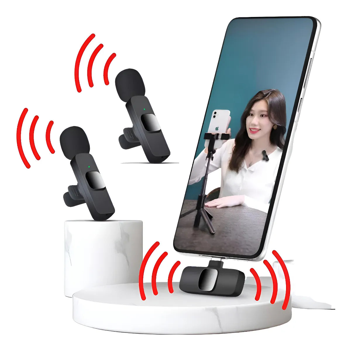 Micrófono Inalámbrico Para Celular Tablet K8 Tipo C Novedoso Color Negro