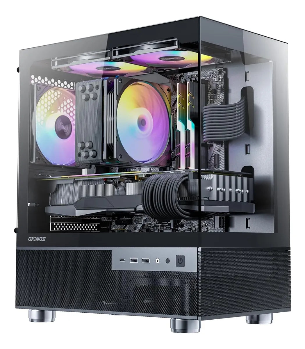 Caja Pc Aqua 3 Micro Atx Negra Argb Vidrio Templado