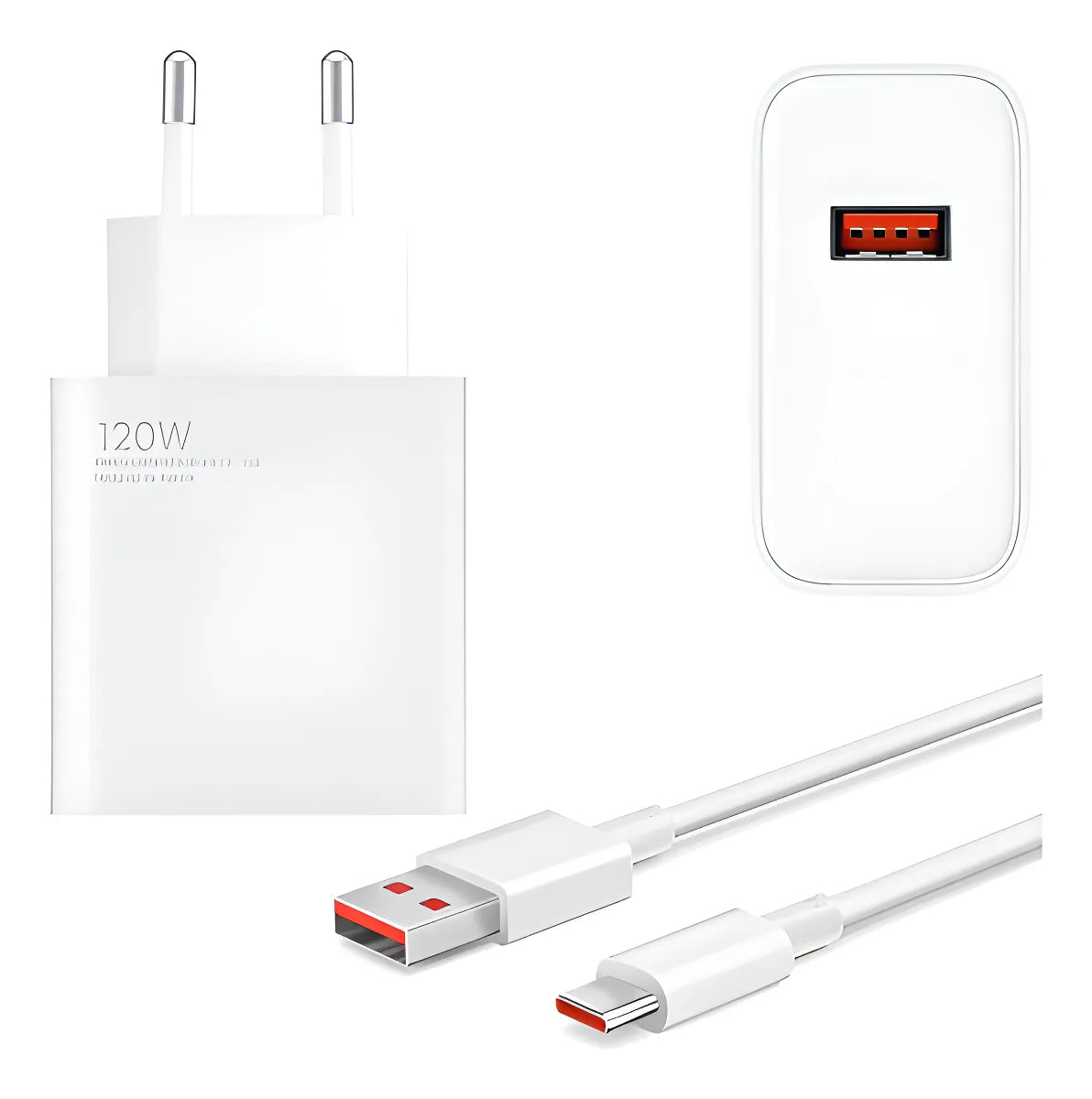 Cargador Turbo 120w + Cable Para Xiaomi Redmi Teléfono Cargador 120w Rápido Cargador Color Blanco