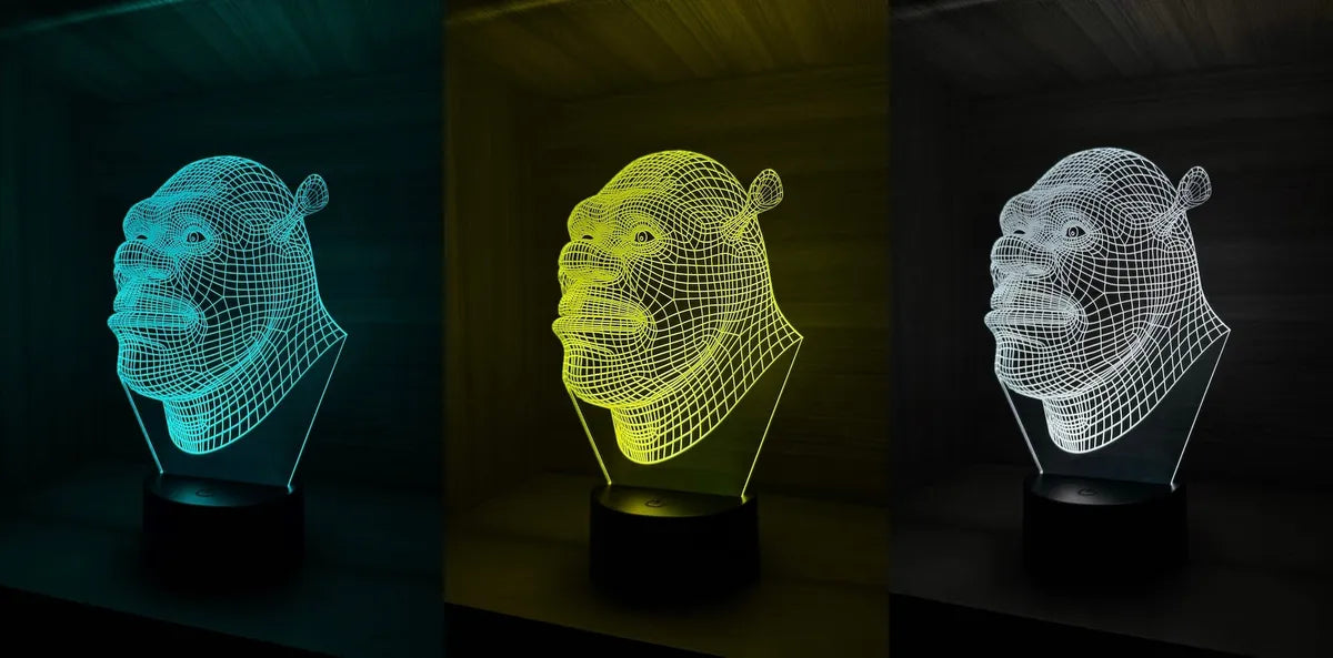 Lámpara De Noche 3d Led Shrek Holograma Regalo Decoración - Negra