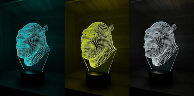 Lámpara De Noche 3d Led Shrek Holograma Regalo Decoración - Negra