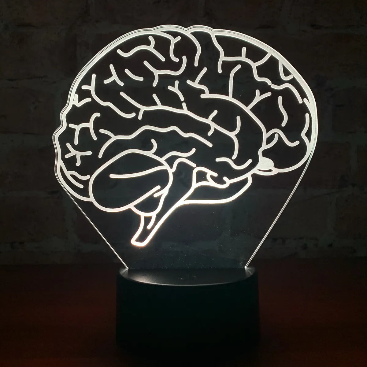 Lámpara De Noche Led Cerebro Regalo Decoración Holograma Negro