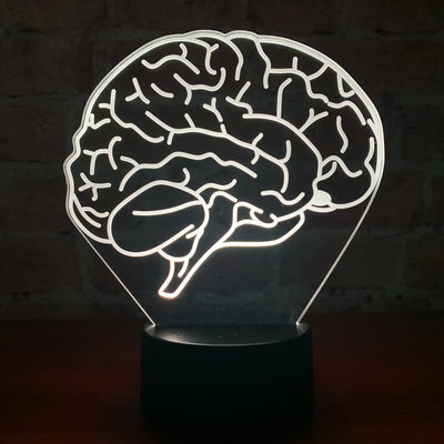 Lámpara De Noche Led Cerebro Regalo Decoración Holograma Negro