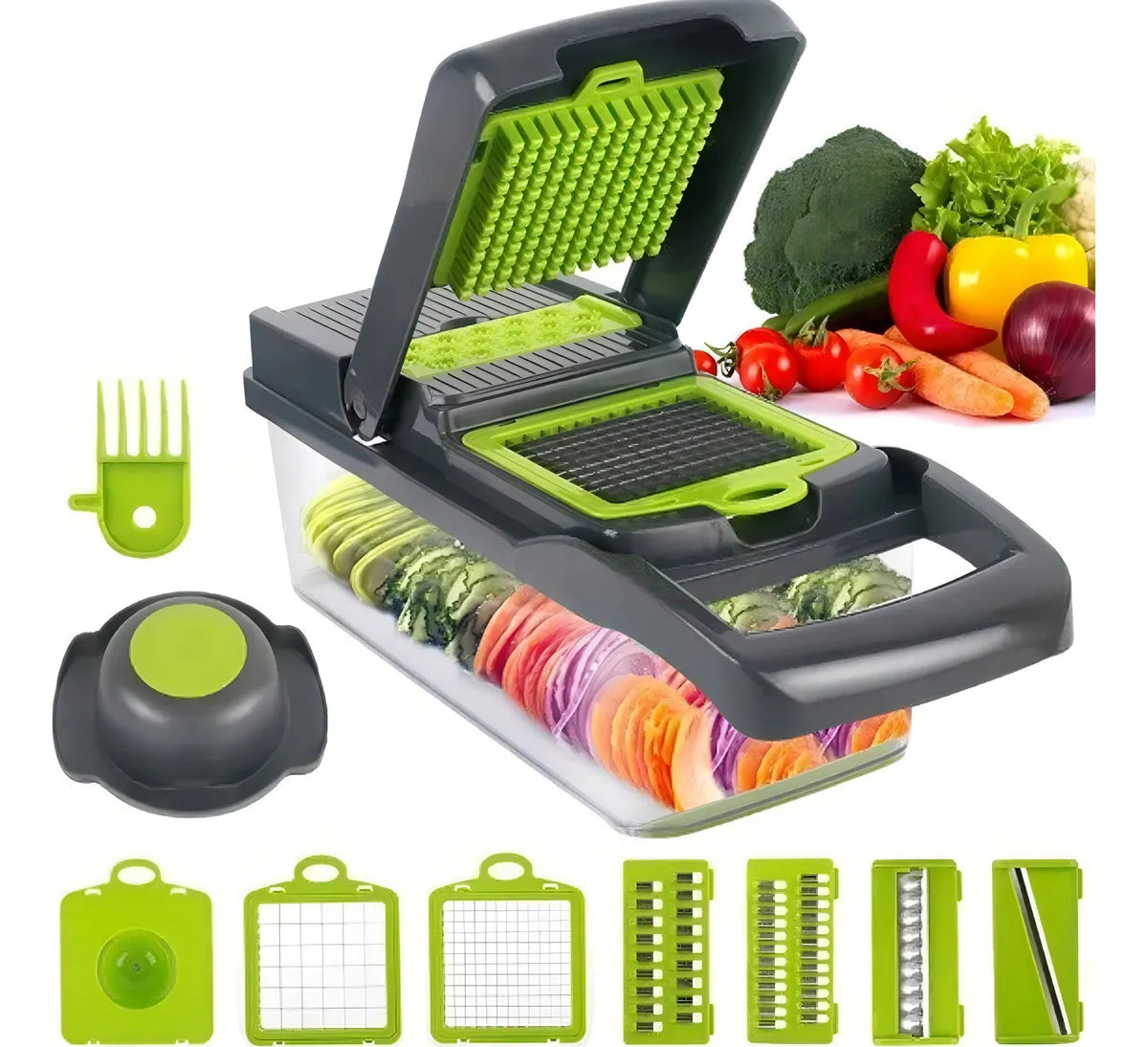 Rallador Picador Cortador Rebanador Alimentos Verduras Clics Color Combinado