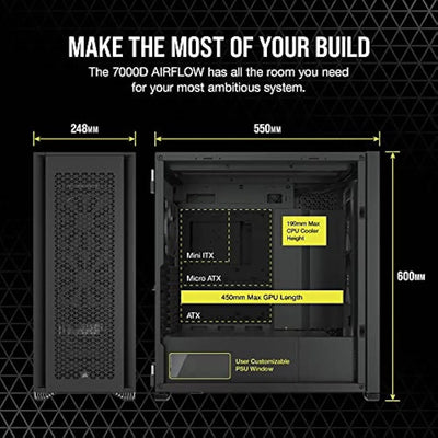 Corsair 7000d Airflow Full-tower Atx Pc Case, Negro Black