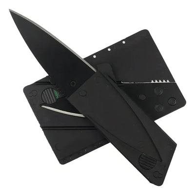 Tarjeta portátil plegable con cuchillo, cartera negra, defensa personal