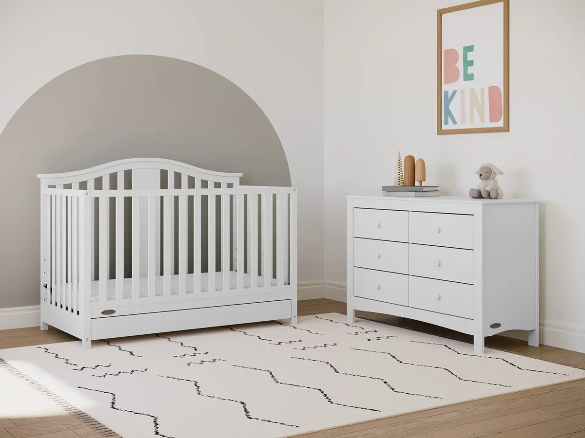 Cuna Convertible 4 En 1 Color Blanco Con Gaveta