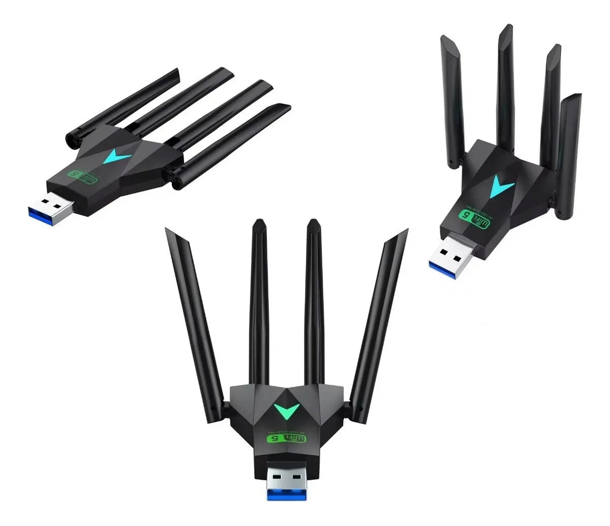 Adaptador Usb Wifi Doble Banda 4 Antenas Tarjeta 5g 1300 Mb