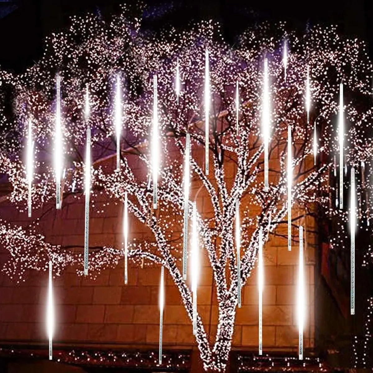 Extensión 8 Tubos Lhcer 30cm Con 24 Luces Navideñas Led