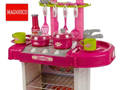 Cocina Infantil Kitchen Little Modelo 008-921A Rosa Con Luz Sonido Accesorios