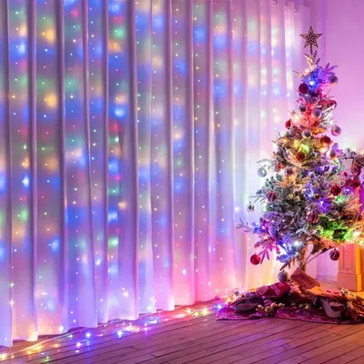 Luces De Navidad Cortina Navideña 6x3 Mtr Multicolor