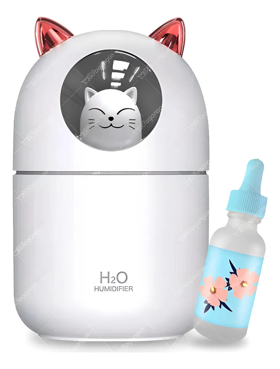Humificador Difusor Aromas Gatito + Esencia - Blanco