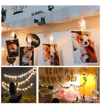 Luz Led Para Fotos X20 Luces Pinza Extensión 4m Guirnalda