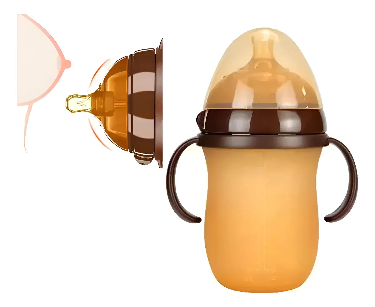 Tetero Biberon Silicona Simulador Pecho Bebes Anticolicos Caqui