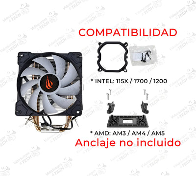 Disipador De Aire Enfriador De Cpu Rgb Para Intel Y Amd.