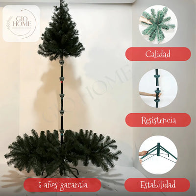 Arbol De Navidad Arizona 2.00m 912 Puntas Gio Home Pino Navideño Look Natural Base Metalica Artificial Para Decoracion Con Bolas Adornos Extension Cintas Bombillos Botas Campanas Luces Estrella Noel
