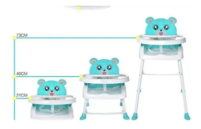 Silla Comedor Para Bebe Portátil Niños 4 En 1 Color Verde Menta Liso