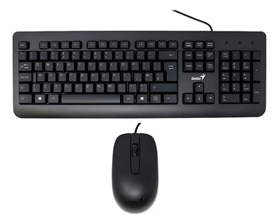 Kit de teclado y mouse Alámbrico Genius KM-160 de color negro- En español