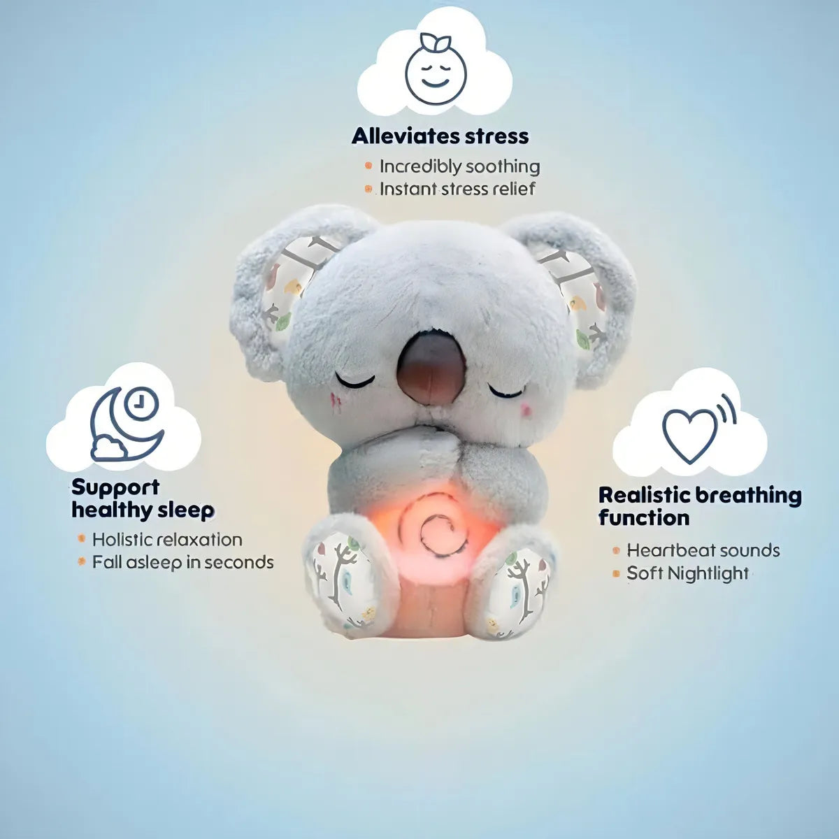 Koala De Juguete Que Respira,alivia La Ansiedad Consonido Color Gris