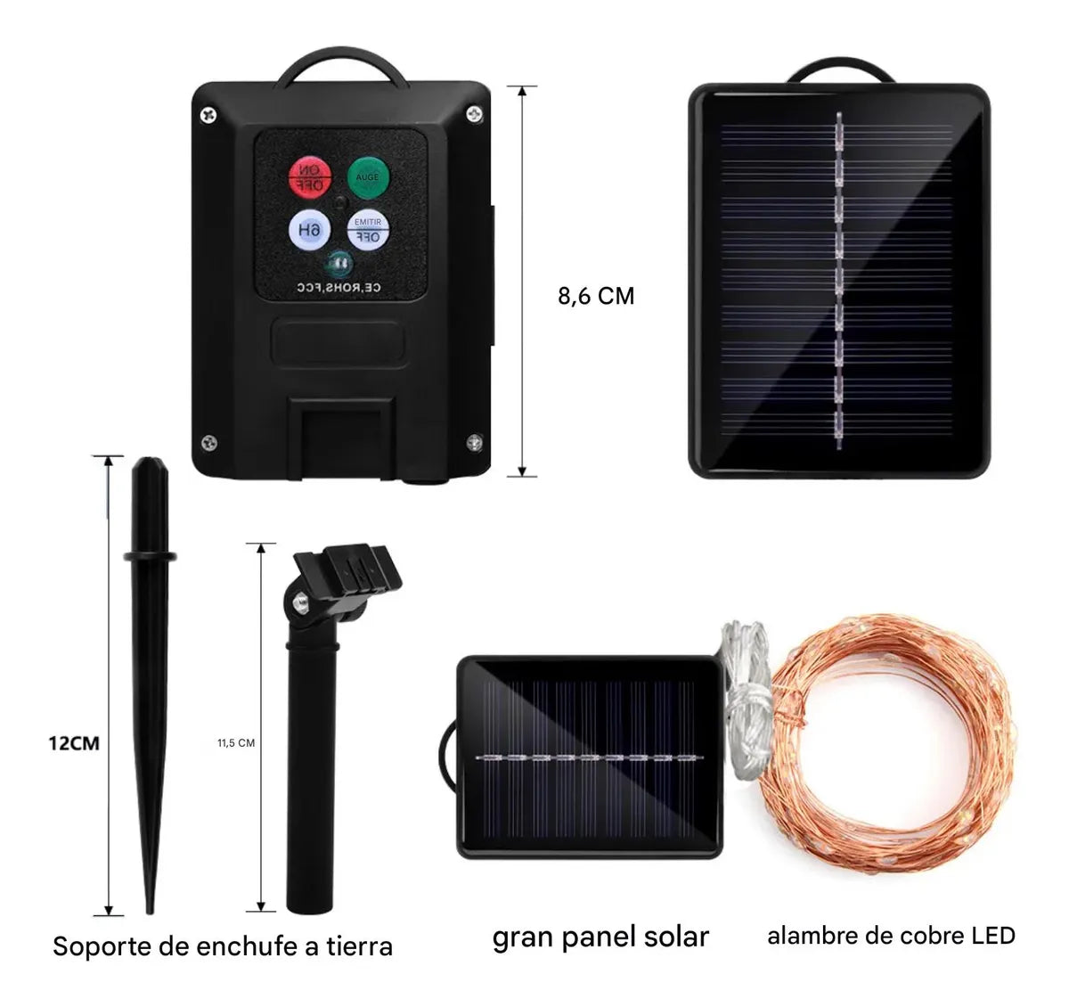 Luces Navideñas Multicolor Con Panel Solar - 21 Metros Azul Claro