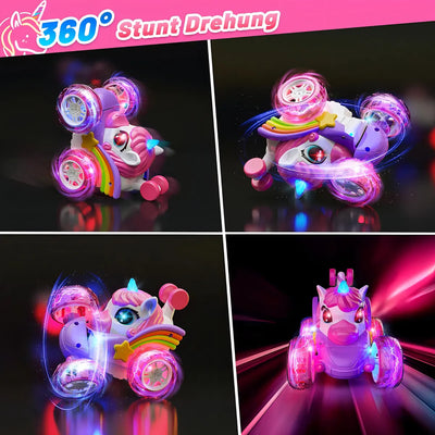 Carro a Control Remoto Macrooutlet Modelo Unicornio Y Tiburón Fucsia Luces y Sonidos