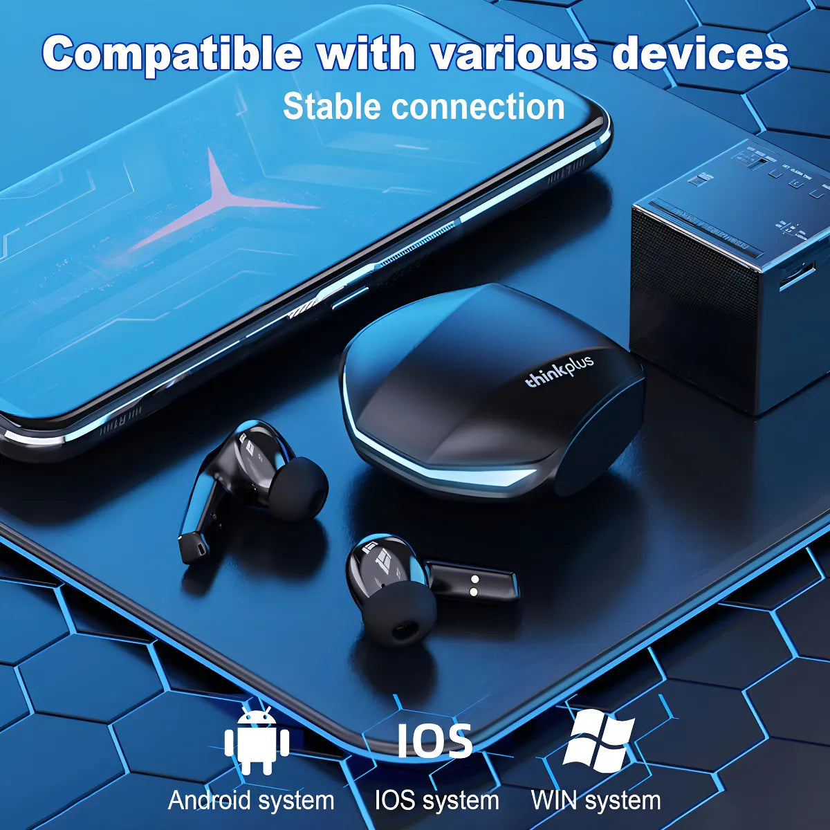Auriculares Bluetooth Lenovo Gm2 Pro Gamer de baja latencia para deportes electrónicos 5.3, color negro, color claro, azul