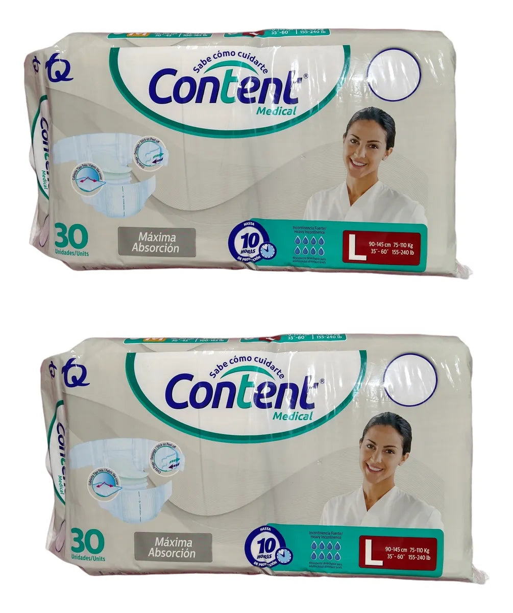 2 X 30 Pañal Content Medical L Grande