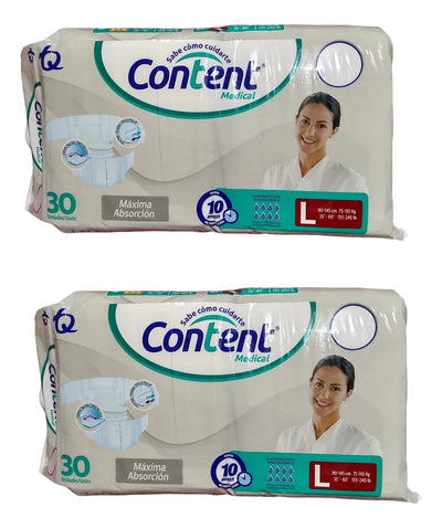 2 X 30 Pañal Content Medical L Grande