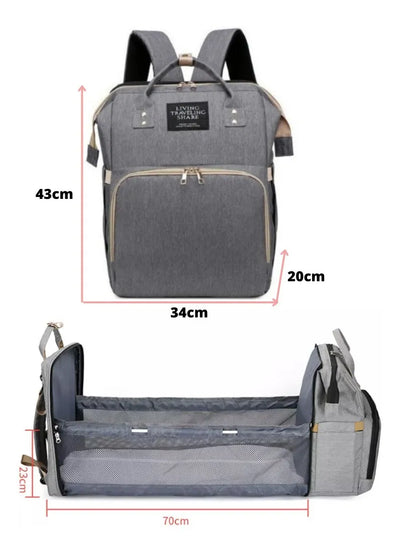 Mochila de maternidad para bebés con cambiador y USB, color negro, diseño de tela lisa