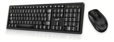 Kit de teclado y mouse inalámbrico Genius KM-8100 Español Latinoamérica de color negro