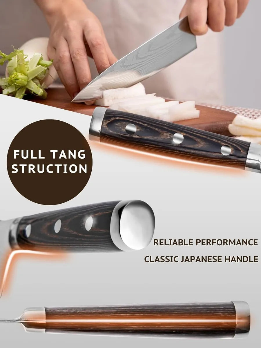 Cuchillo De Chef Profecional Aleman Alto Carbono Damasco Gris