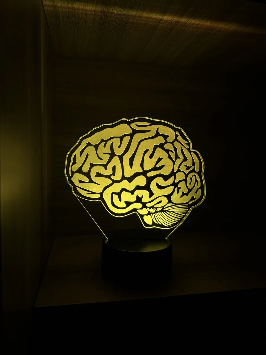 Lámpara De Noche Led Cerebro Decoración Regalo Holograma Negra