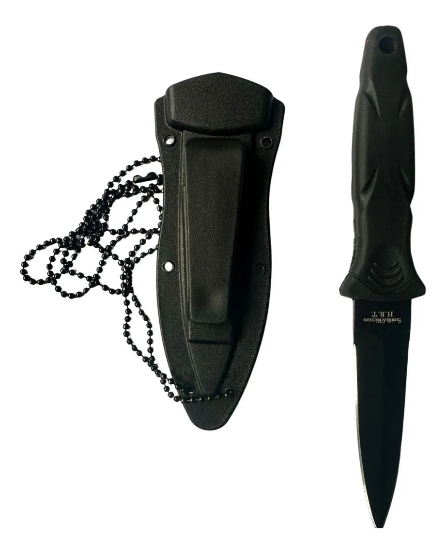 Cuchillo Táctico Smith & Wesson Daga Acero Inox. 9cm Negro