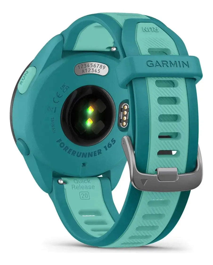Reloj Garmin Forerunner 165 Music Amoled Turquesa 43mm Bisel Negro