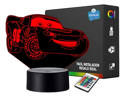 Lámpara De Noche Led Cars Rayo Mcqueen Decoración Regalo Negro