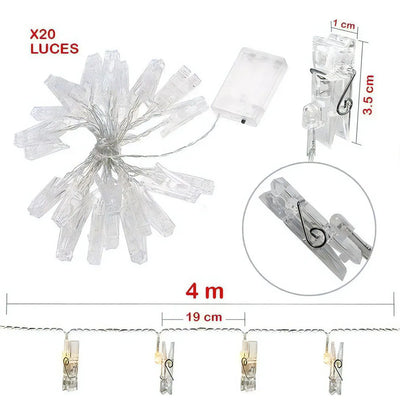 Luz Led Pinza Fotos X20 Luces Gancho Extensión 3m Xwd47 Baterías