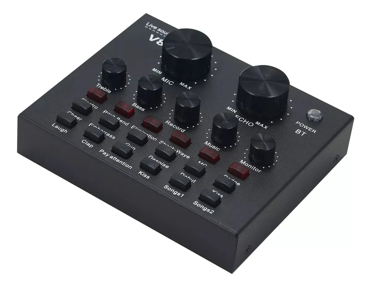 Interfaz Mezclador De Audio Externo Usb Tarjeta De Sonido V8