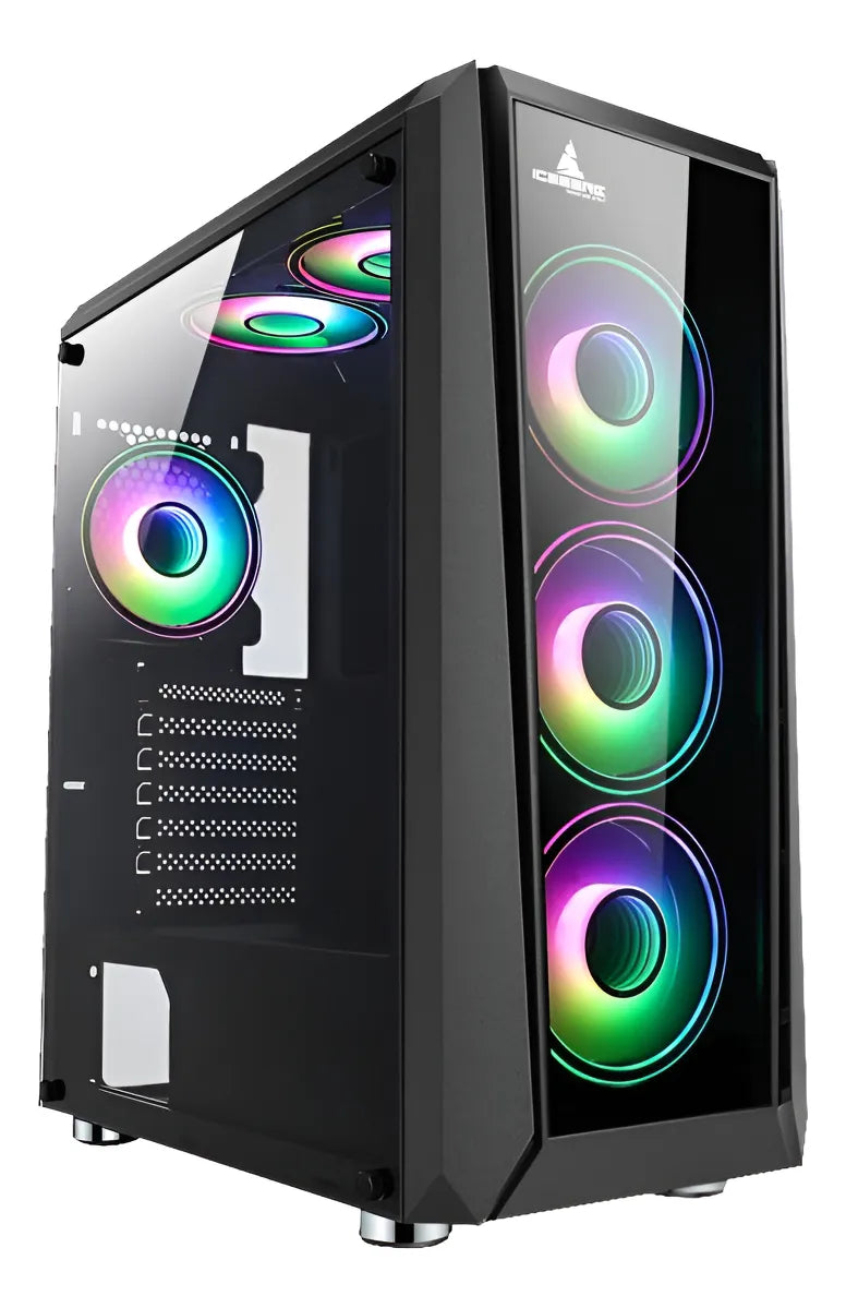 Chasis Caja Atx Gamer Iceberg Crystal G11 + 4 Fans Argb Negro