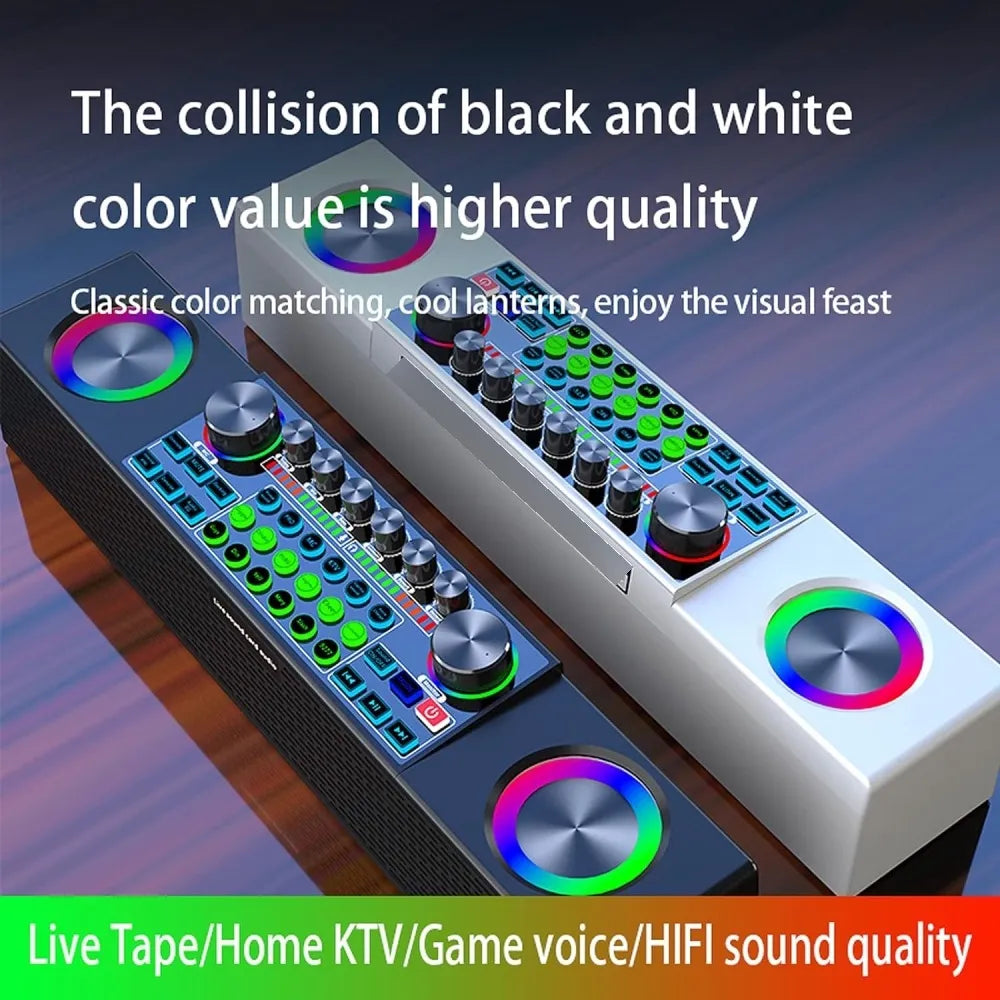 Altavoz Inalámbrico Karaoke Con Tarjeta De Sonido Microfono Negro