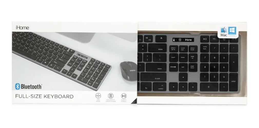 Teclado Bluetooth Ihome Imack | Diseño Elegante | Teclas Mac Teclado Gris/negro