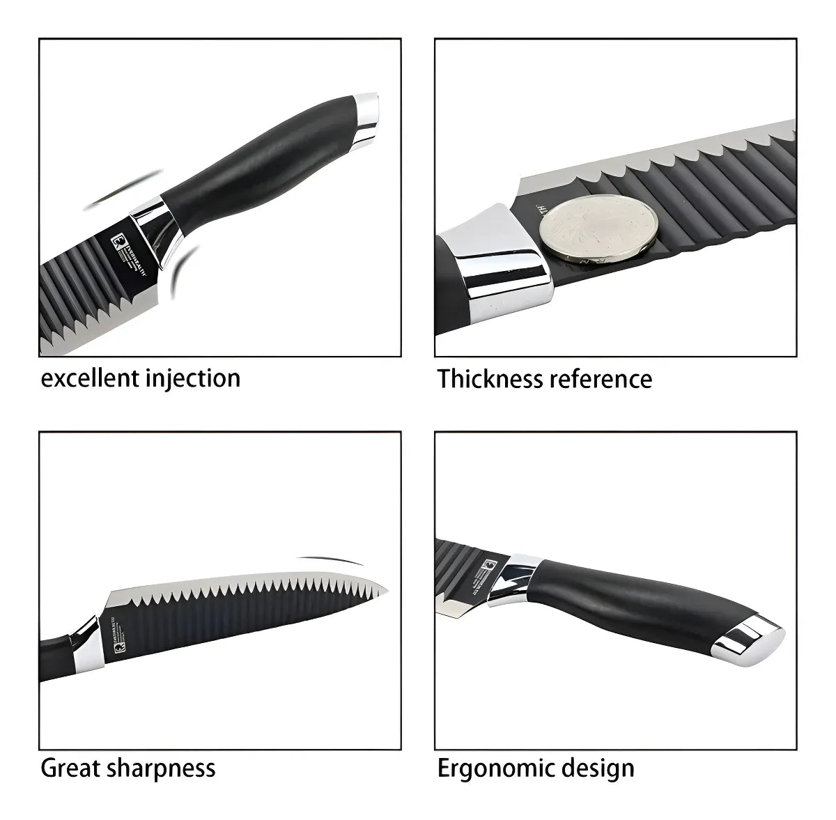 Juego De Cuchillos De Cocina X 7pcs Set En Acero Inoxidable Color Negro