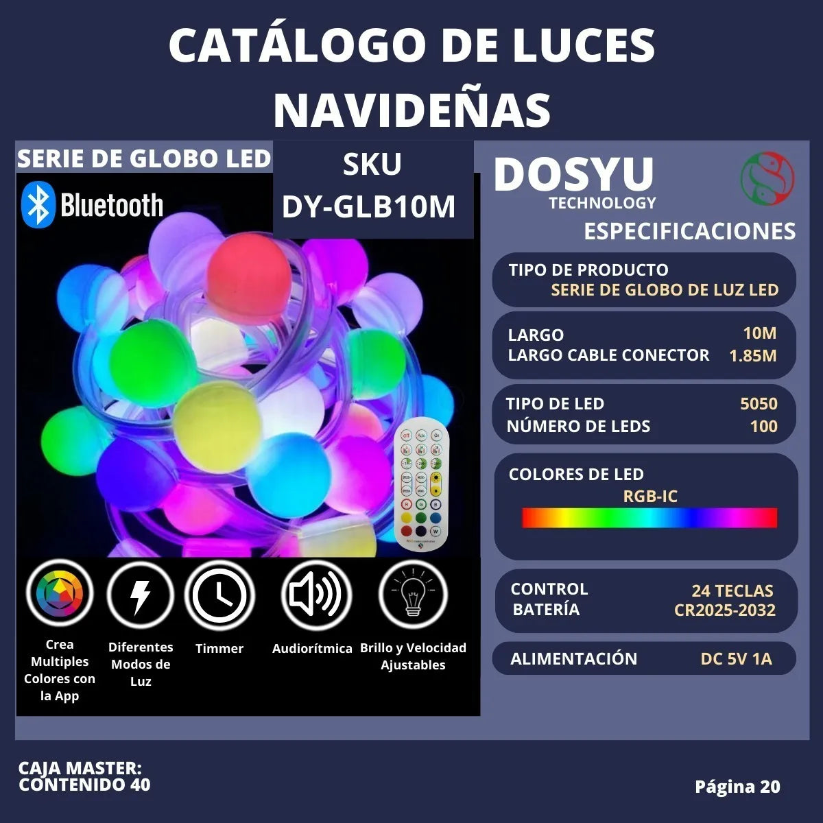Luces Led Navideñas Efecto Arcoíris Decoración Hogar Habitación Navidad Control App Bt 10 Metros 66 Luces Marca Dosyu Modelo Bsl10