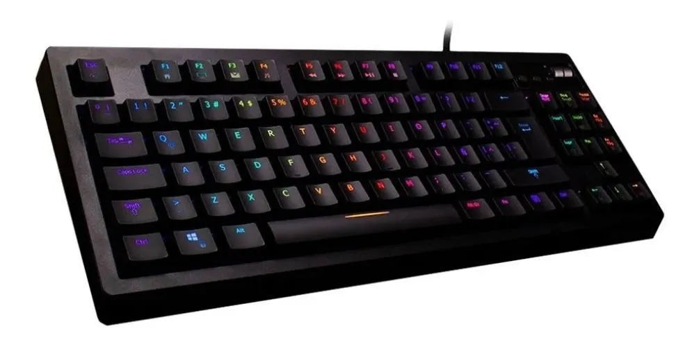 Teclado VSG QWERTY Outemu Blue español latinoamérica color negro con luz RGB